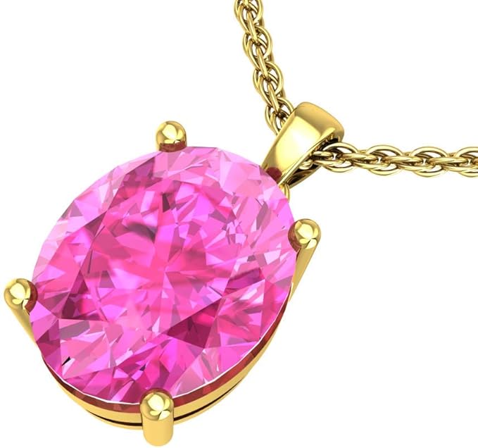 belinda jewelz 14k 白金或黄金椭圆形切割 10mm 宝石单粒吊坠项链